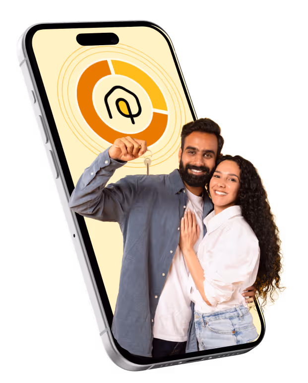 Happy couple holding house key